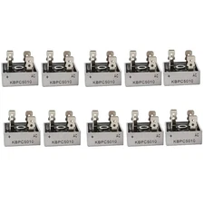 10Pcs 1000V 50A Metal Case Single Phase Diode Bridge Rectifier KBPC5010