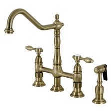 Kingston Brass KS127.TALBS Tudor 1.8 GPM Bridge Kitchen Faucet - - Brass