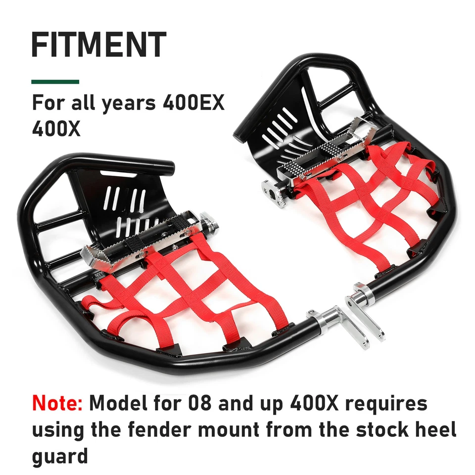 Protector de talón de clavija de pie Nerf Bars para Honda 400EX 400X todos los años negro Nerf redes rojas Foto 2 de 4