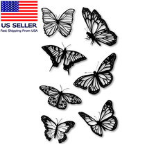 2 Pcs Black Butterfly Prints Temporary Waterproof Tattoo Sticker