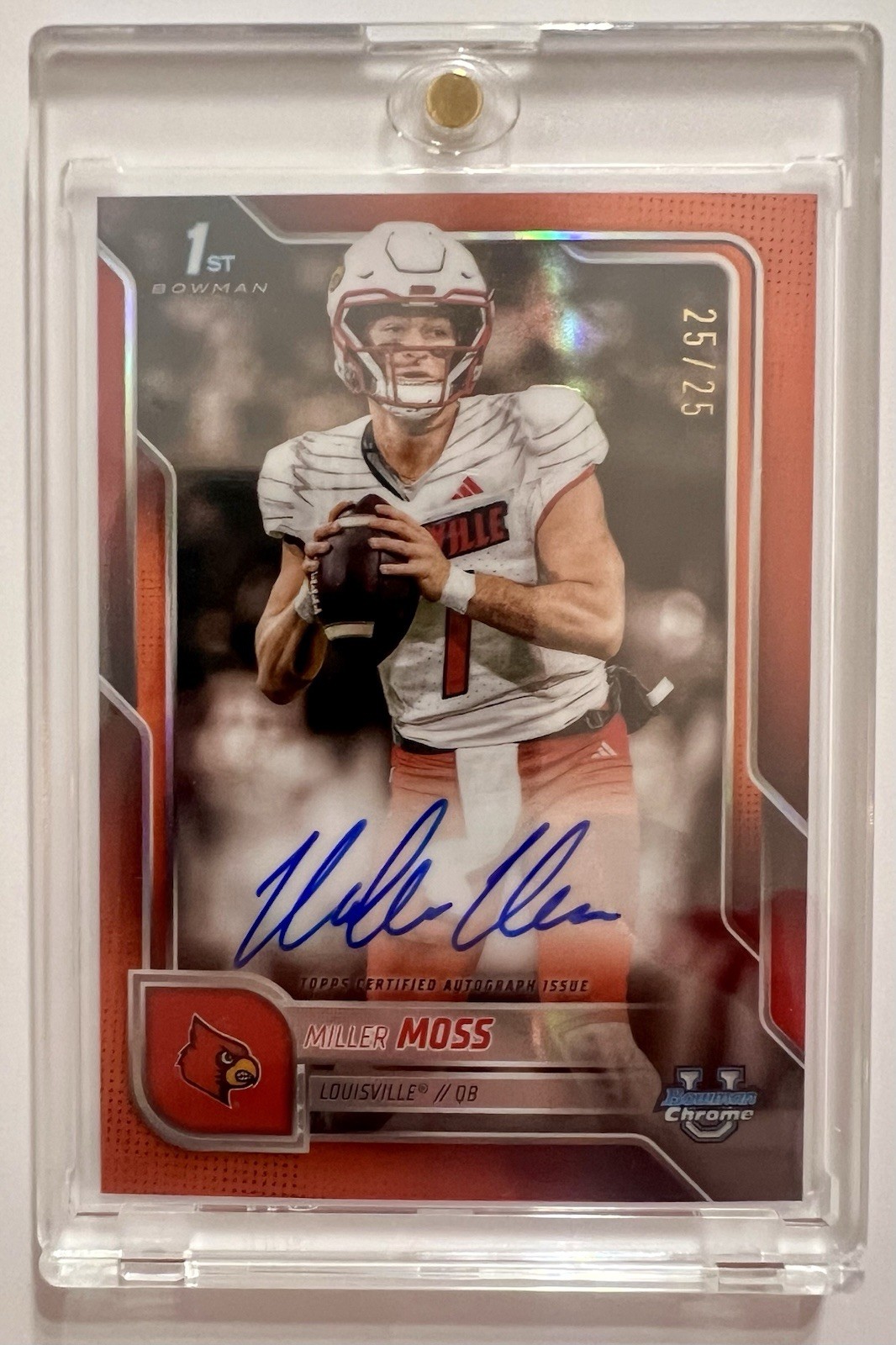 2025 Bowman U Chrome Miller Moss 1st True Orange Auto Bookend 25/25 On Card!