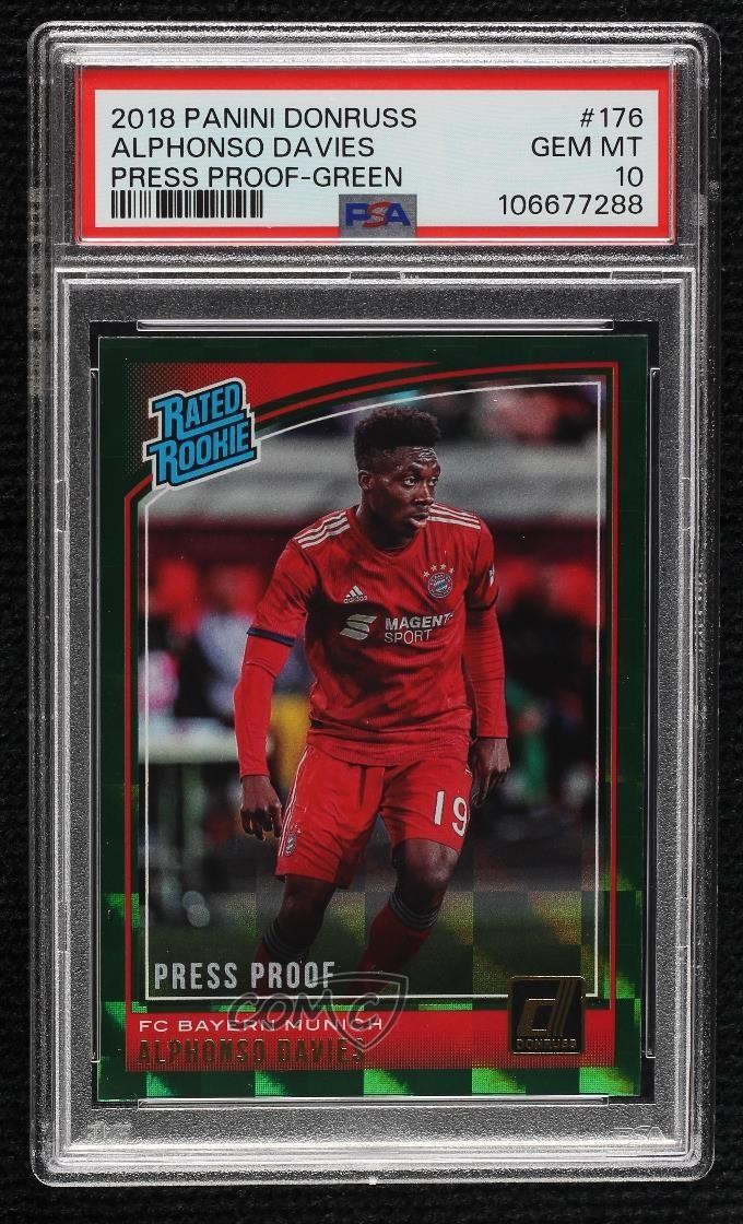 2018 Donruss Rated Rookie Press Proof Green Alphonso Davies PSA 10 GEM MT 1t1d