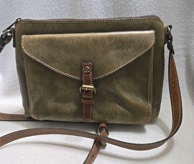 Patricia Nash Avellino Olive Green Crossbody Leather Handbag Purse Bag