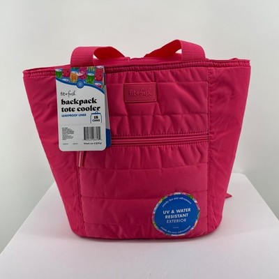Fit + Fresh Pink Backpack Tote Cooler Insulated 18 Can Leakproof Quilted Bag NEW