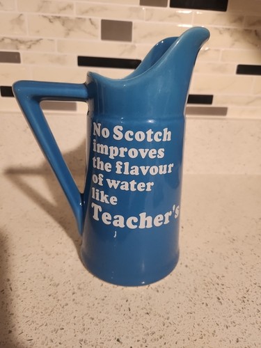 Teacher's Scotch Whisky Pitcher Jug Vintage Bar Display Blue 8 Inches ...