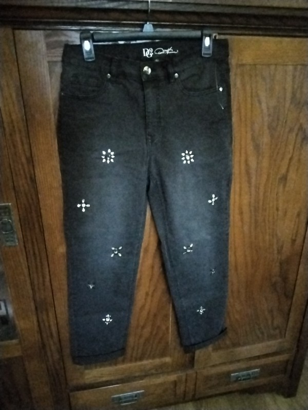 Diane Gilman2 Black Embellished Jeans Nwot  Size 8