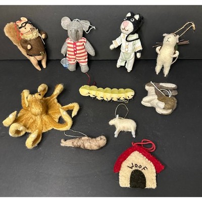 Lot Felt Ornaments  Midwest Cannon Falls Elephant -Rabbit, Cat, Mouse, Look