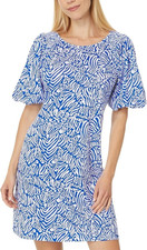 Lilly Pulitzer Rosen Pullover Mini Dress Zebra Printed Smocked Cotton XS 287940