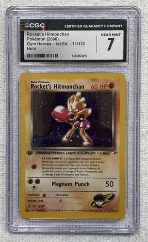 CGC 7 ROCKET’s HITMONCHAN Holo (Gym Heroes) 11/132 Pokemon Card 1st edition 2000