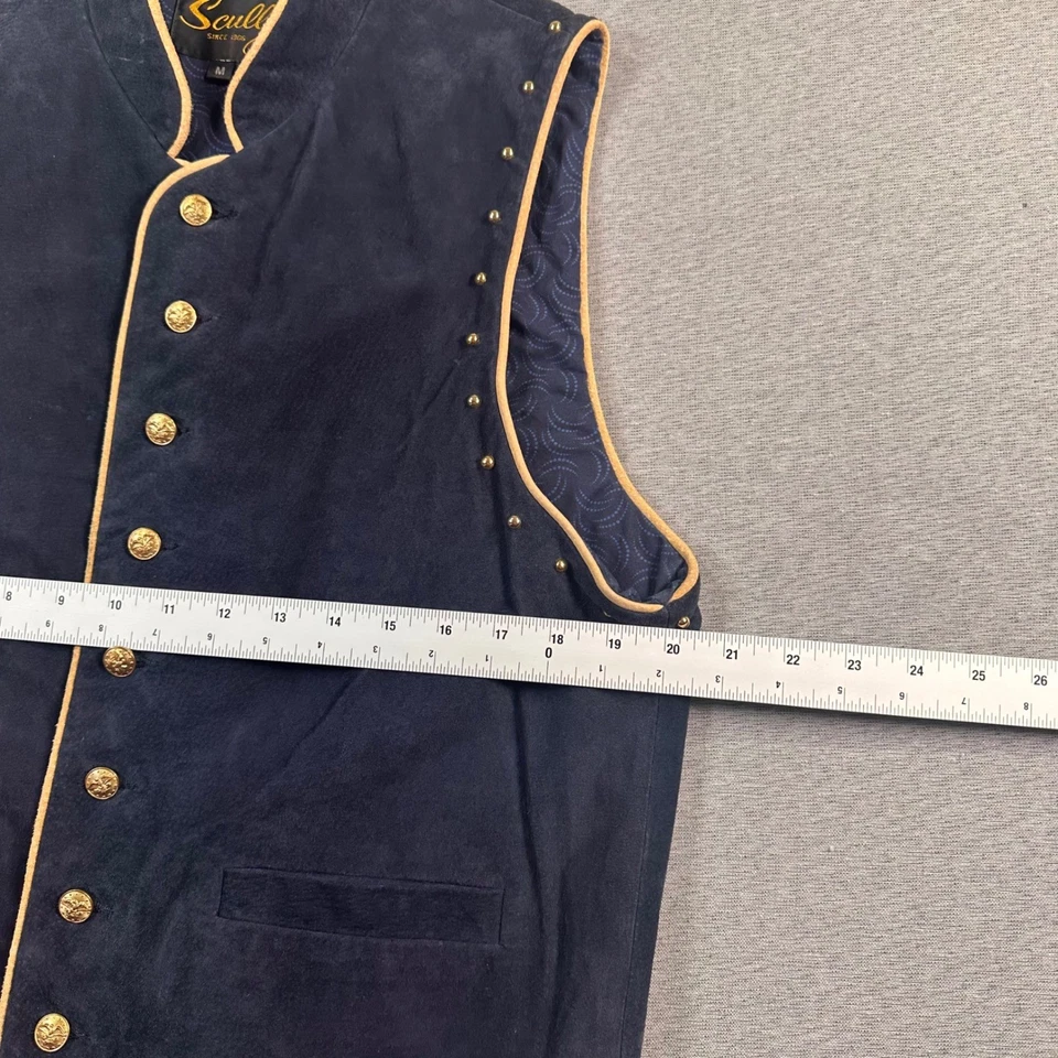 Chaleco Scully Gamuza Tachonado Mujer M Azul Marino Dorado Botón Vaquera Occidental Rodeo Foto 4 de 4