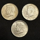 Lot Of 3 1964 Kennedy Half Dollar 90% Silver, Ungraded, Uncertified, Circulated