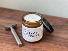 Organic Shaving Cream Grass Fed Tallow Unscented, Fragrance Free