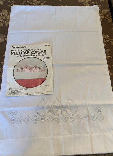 Vogart Crafts Cross Stitch Daisy Spades Pair Of Pillowcases Embroidery Project