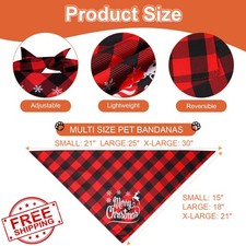 Agroon Small Dog Bandanas 3PCS Plaid Christmas Reversible Holiday Bibs