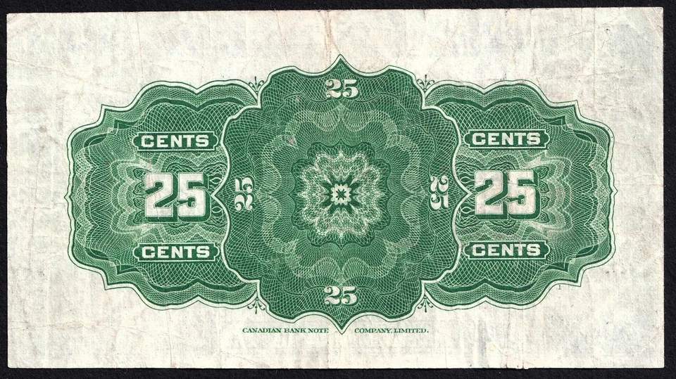 1923 Dominion of Canada 25c Twenty Five Cent Shinplaster Hyndman Saunders "B" - Image 2 of 2