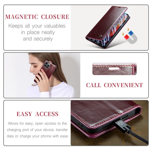 Funda de Cuero para iPhone 16 15 Pro Max 14/13/12/11 Abatible Billetera Soporte Teléfono Estuche - Imagen 38 de 60