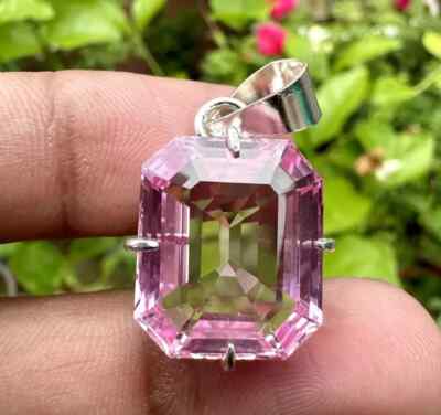 Natural 40 Ct Padparadscha Sapphire Certified Loose Gemstone 925 Silver Pendant