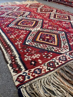 Vintage Geometric Van Kilim from Turkey, Size 5x7, Handwoven with Veg. Dyed Wool