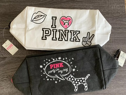 2 Stück Victoria's Secret PINK Make Your Mark Beauty Bag Kosmetik Make-up Tasche Neu mit Etikett - Bild 1 von 10