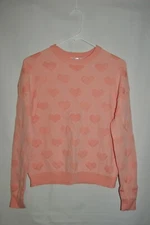 XHILARATION Peach Knit Top/Sweater  w Textured Heart Design Size XS 