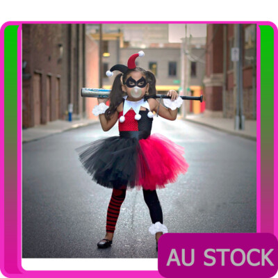 Halloween Costume Costume Con Rouge Girls Harley Quinn Super Villains Costume Kids Joker Jester Circus - Foto 5