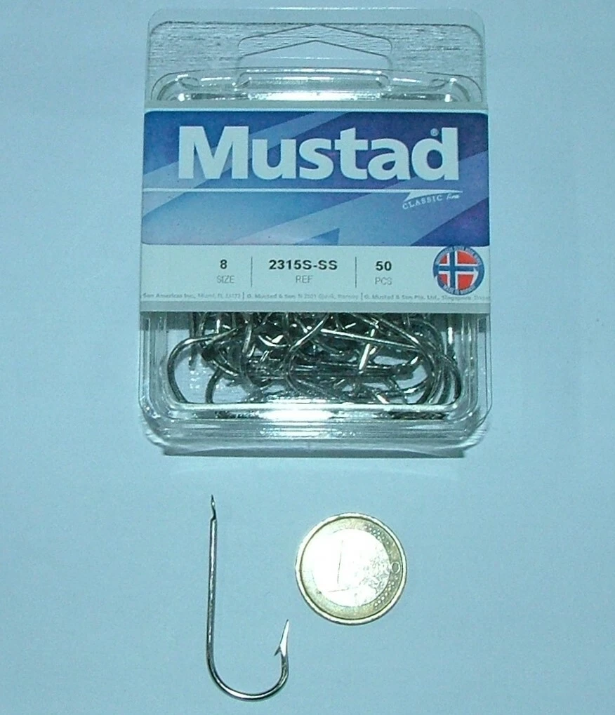 Mustad 50 Ami Da Pesca D'Acqua Salata – Modello 3406B O'Shaughnessy – Taglia 5/0