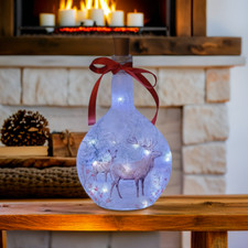 Decoupage Winter Stag Bottle Lamp