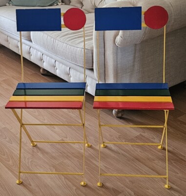  2 Rare Postmodern Side Chair by Denis Balland For Fermob Made In  France