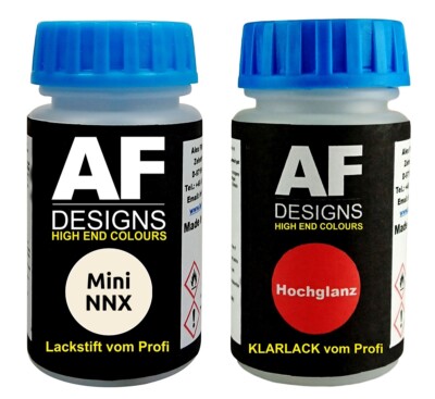 Lackstift FÜR Mini NNX Pepper White + Klarlack je 50ml Autolack Basislack SET