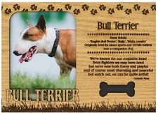 Bull Terrier Engraved Wood Picture Frame Magnet