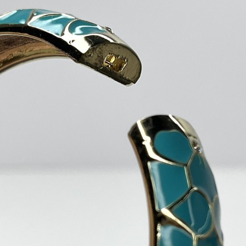 Tommy Bahama B28439 Blue Enamel Bangle Bracelet Curacao Moroccan Tile Gems Gold - Picture 9 of 12