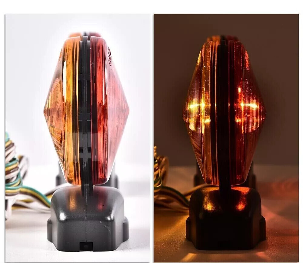 12V Magnetic Towing Tow Light Trailer RV Tow Dolly Tail Towed Amber/Red Lamp New