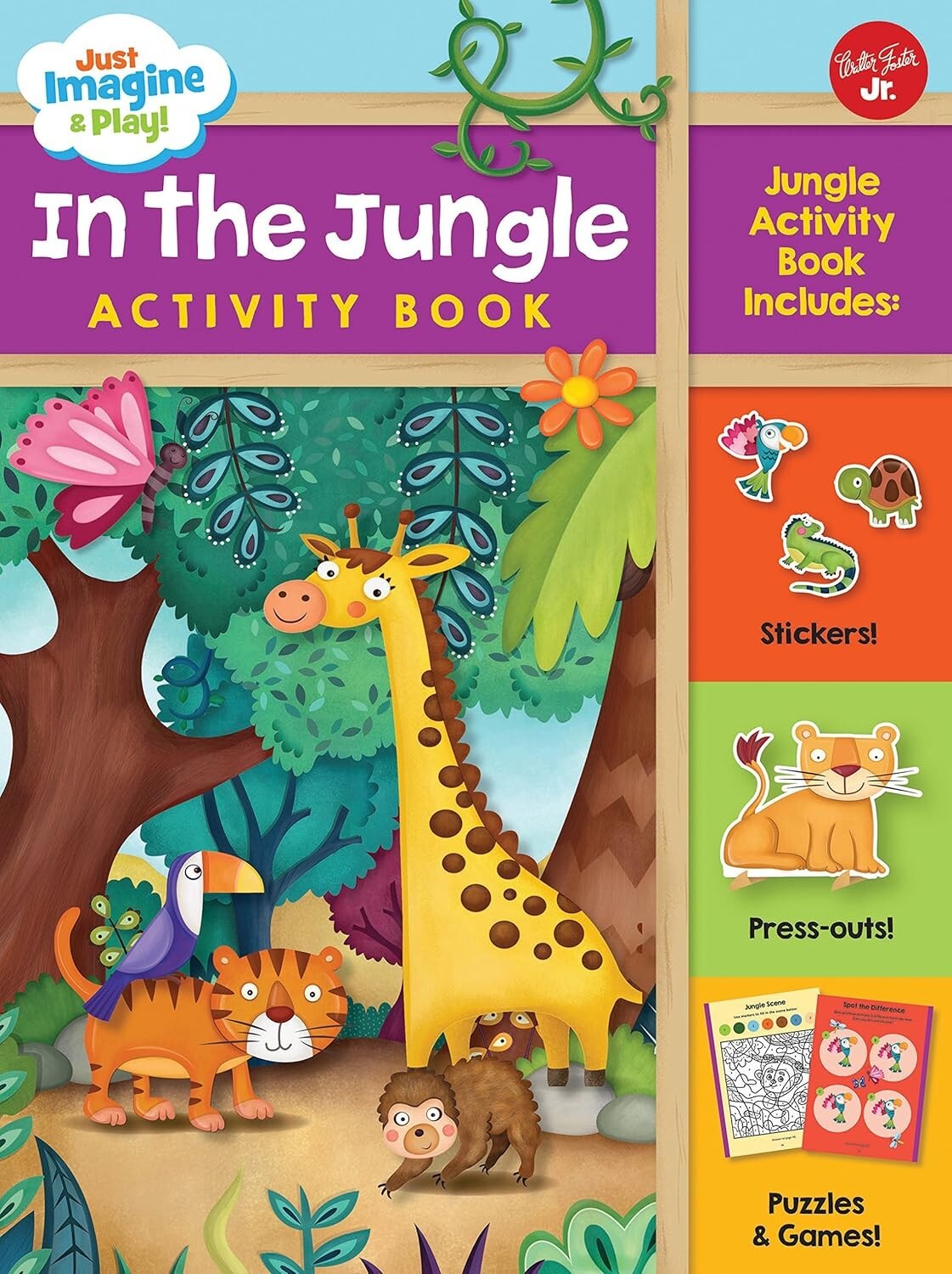 Jungle Activity Book Stickers! Press-Outs! Puzzles Games Just Imagine & Play!
