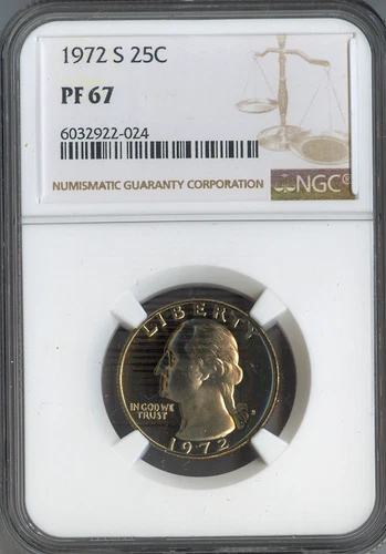 1972-S Washington Quarter NGC PF67 Quality Auction