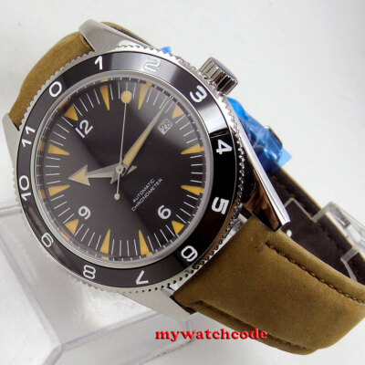 41mm CORGUET Black Sterile Dial Ceramic Sapphire Glass Automatic Mens Watch