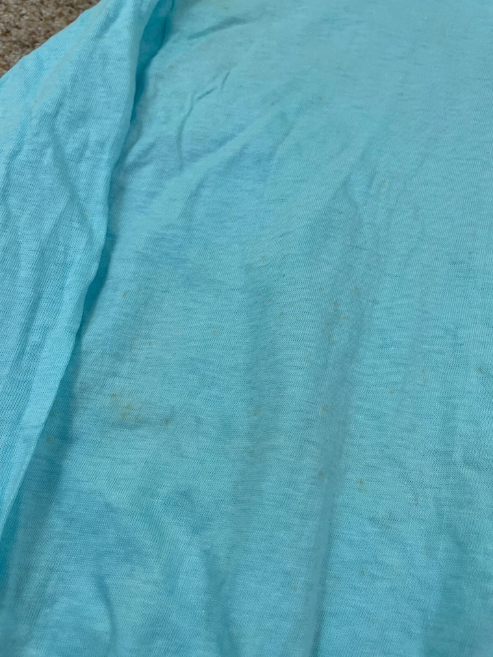 Vintage 1970s Hanes Girls Youth Size 10 66-83 LBS Blue White Cute Shirt FLAWS - Image 2 of 4