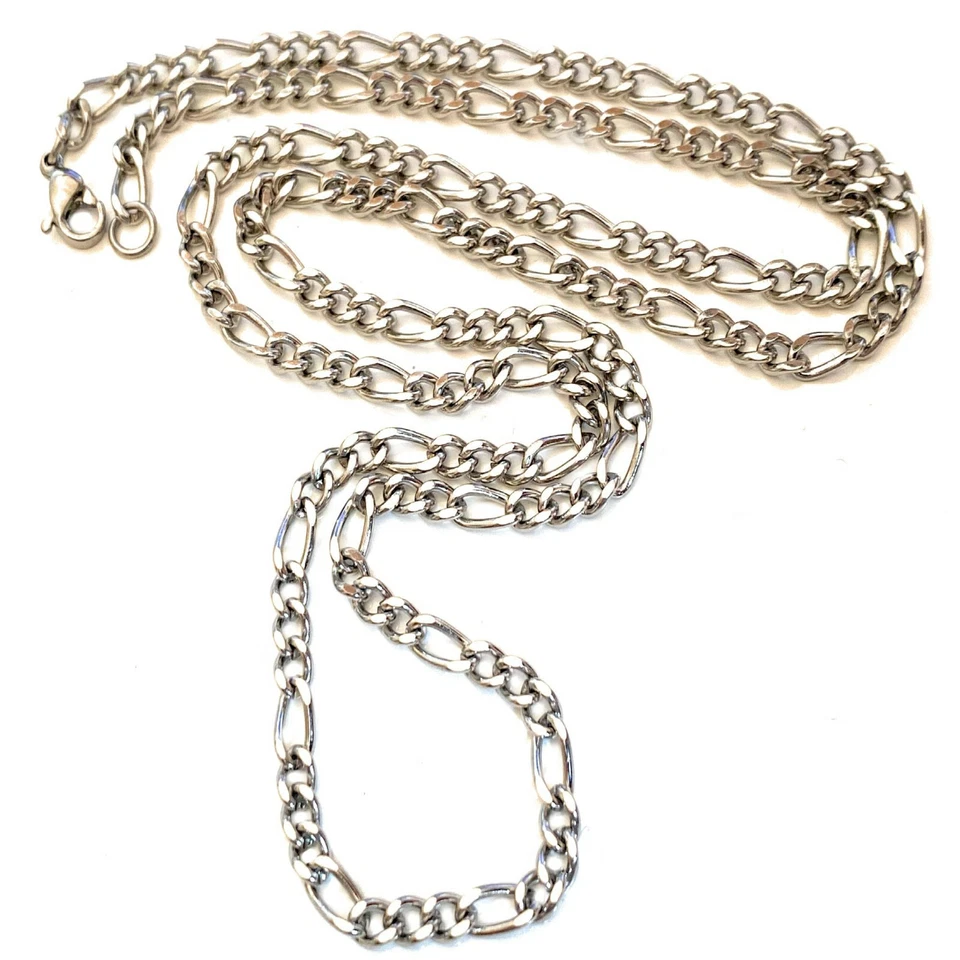  COLLANA IN ACCIAIO INOX UOMO CATENINA GIROCOLLO FIGARO LUNGA 40 45 50 60 70 CM  - Immagine 4 di 4