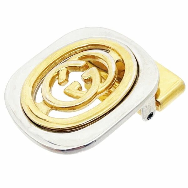 ■Authentique boucle de ceinture Gucci emboîtable boucle G quincaillerie dorée argent
