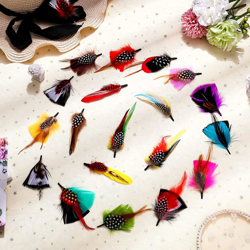 20 piezas de plumas para sombreros, plumas variadas para sombreros coloridos - Imagen 3 de 12