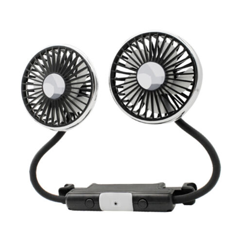 Dual Head Car Rear Seat Fan Portable Vehicle Truck 360° Rotatable Auto Cooling