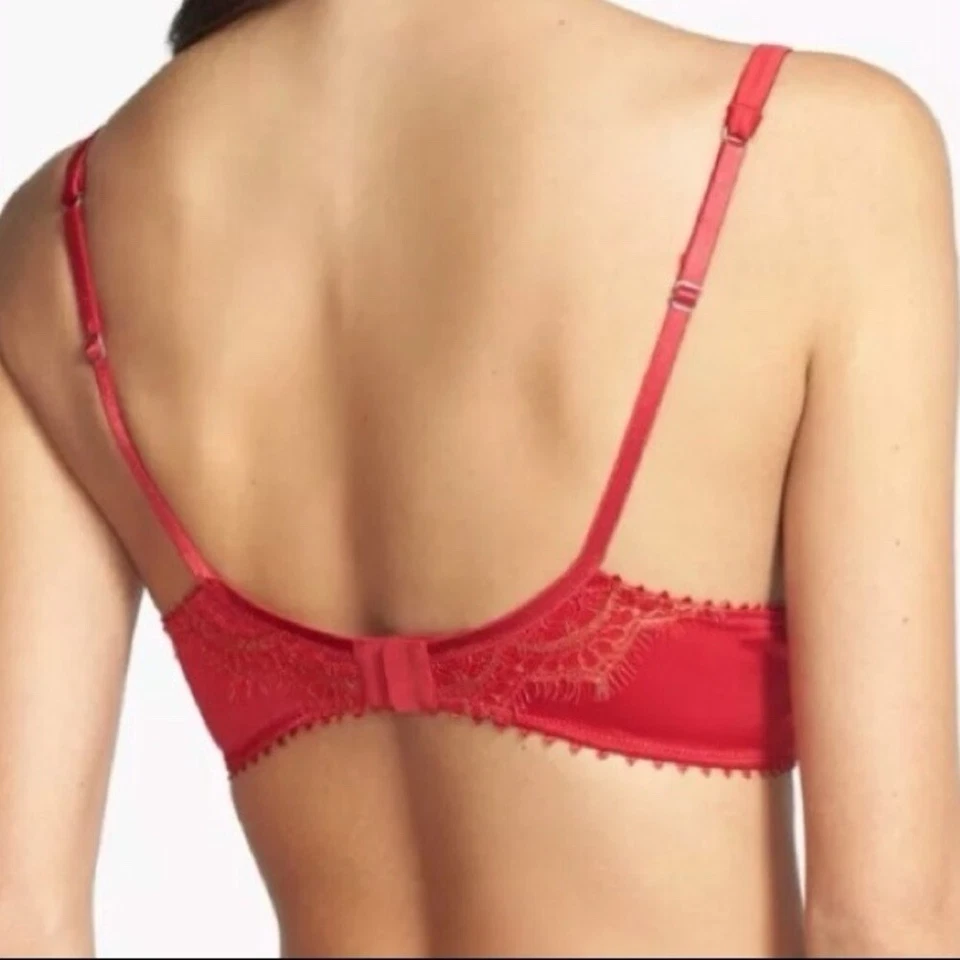 PLEASURE STATE PADDED SATIN BRA RED 32D NWOT - Image 3 of 4