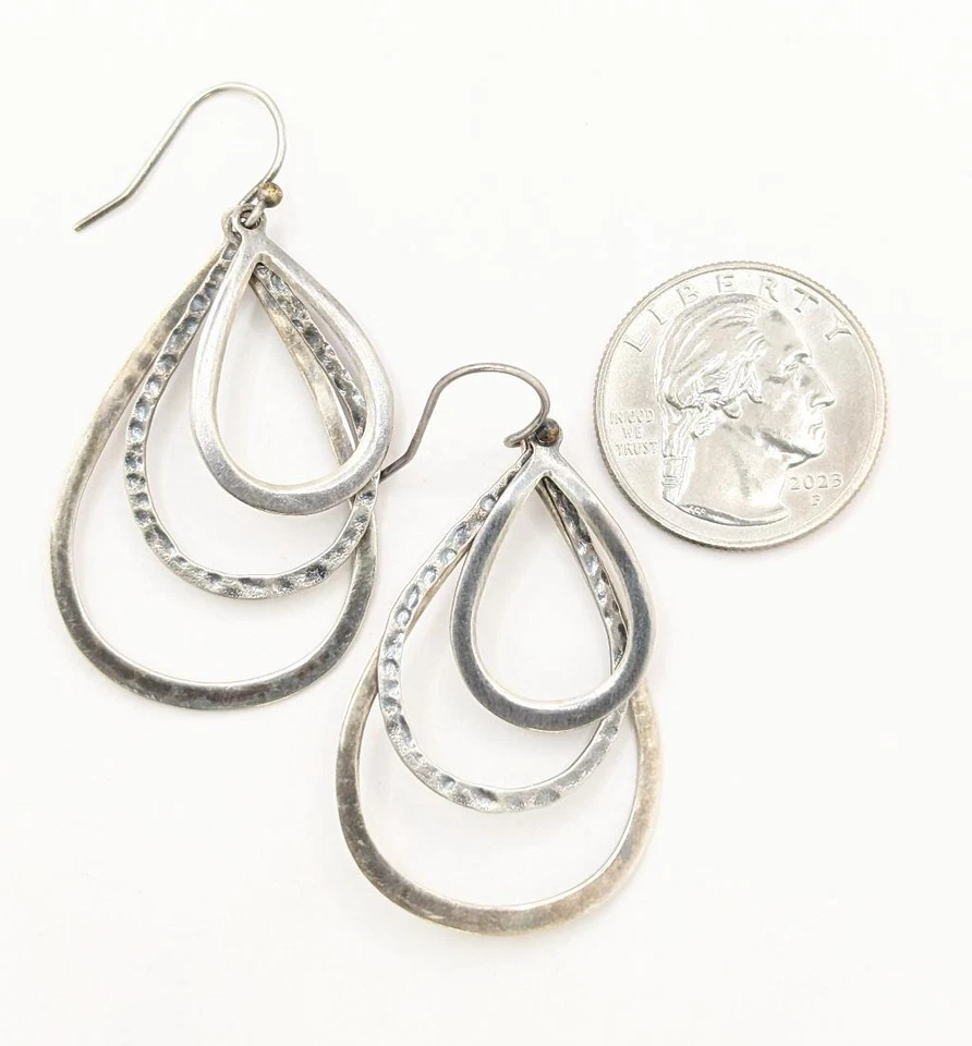 Silpada Triple Hoop Sterling Silver Multiple Triple Funky Hoop Earrings 925 6.2g - Image 2 of 4