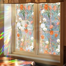 43 100cm Retro Flower Glass Film Static Cling Window Sticker Plant Shiny Decors