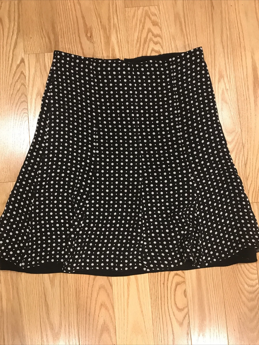 Knee length black 2025 polka dot skirt