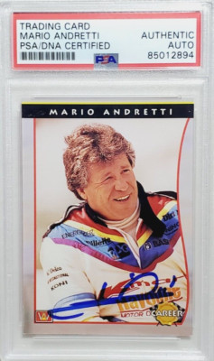1992 All World PPG Indy #70 Mario Andretti Signed Card Autograph Auto PSA GOAT