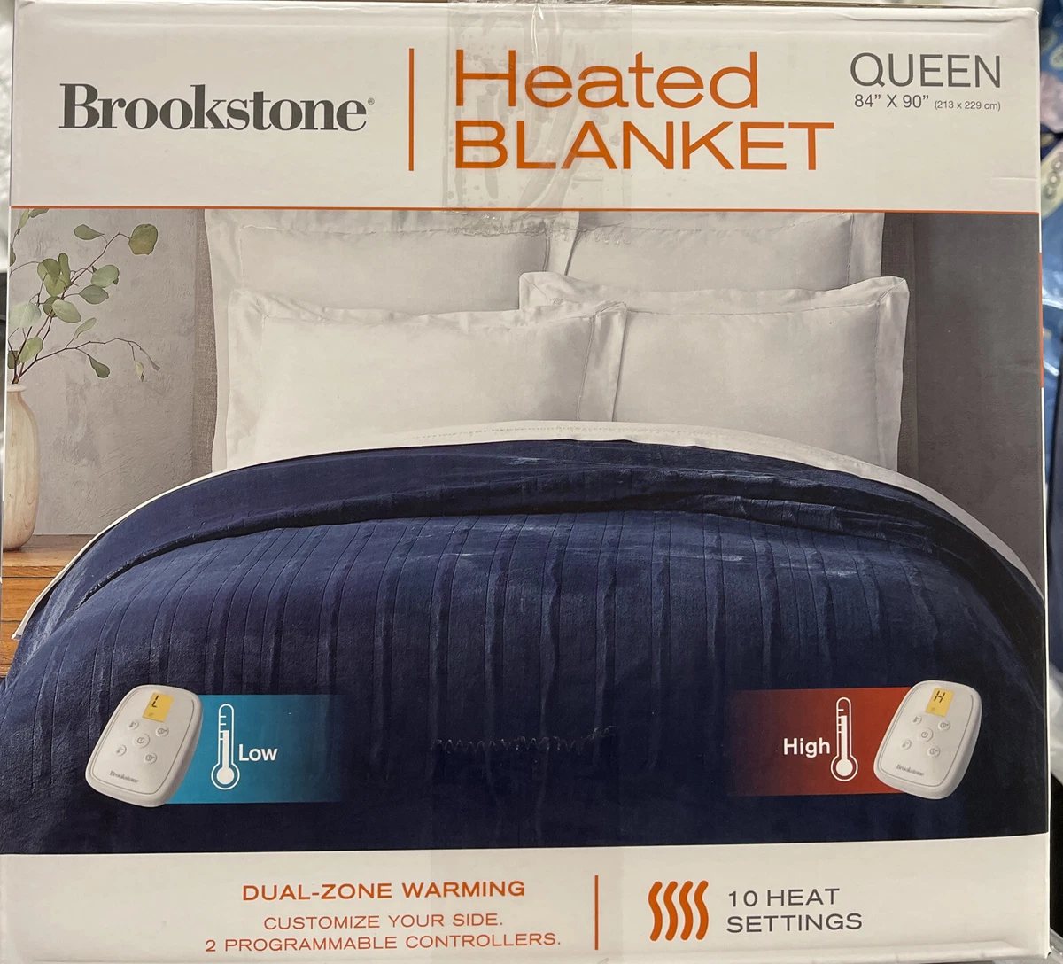 Brookstone Heated Queen Blanket in Navy | eBay