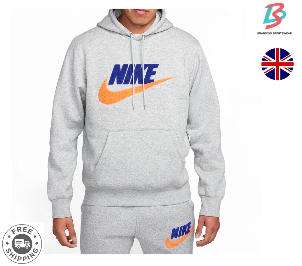 Nike Men’s Club Fleece Hoodie FN3104 Pullover Sweatshirt Futura Logo Casual Top - Image 3 of 4