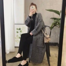 Lady Knitted Sweater Coat Jacket Long Sleeve Cardigan Outwear Loose Autumn Baggy