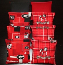 ALL WEATHER University of GEORGIA BULLDOGS 8 Resin Filled Cornhole Bean Bags NEW