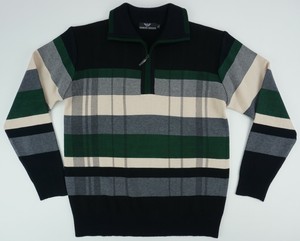 Giorgio Armani Masculino Xl Azul Verde Cinza Listrado De Lã Tricô apertado 1/4 Zip Suéter | eBay